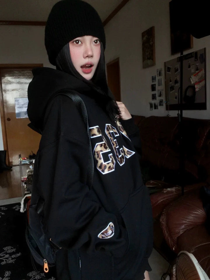 Leopard print hoodie sweatshirt TK0137
