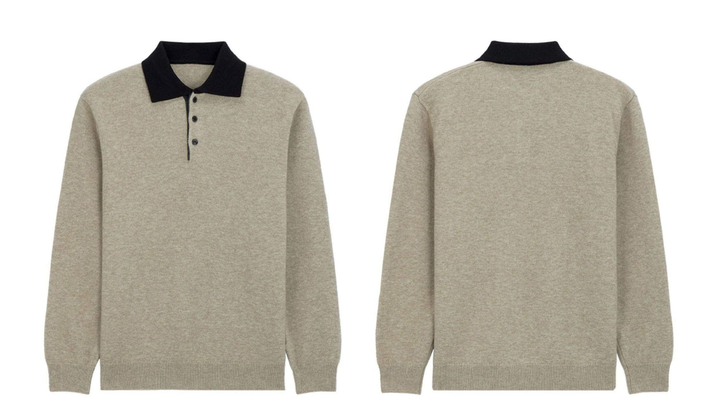 Unisex Polo Collar Knit Sweater TK0428