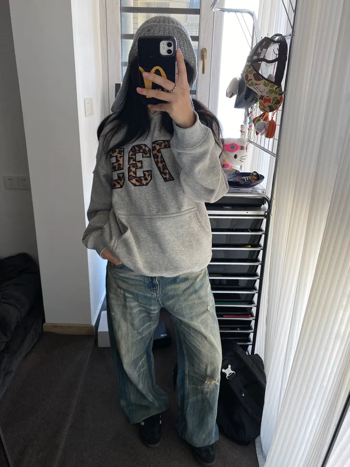 Leopard print hoodie sweatshirt TK0137