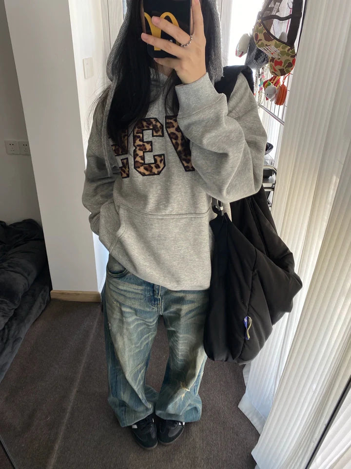 Leopard print hoodie sweatshirt TK0137