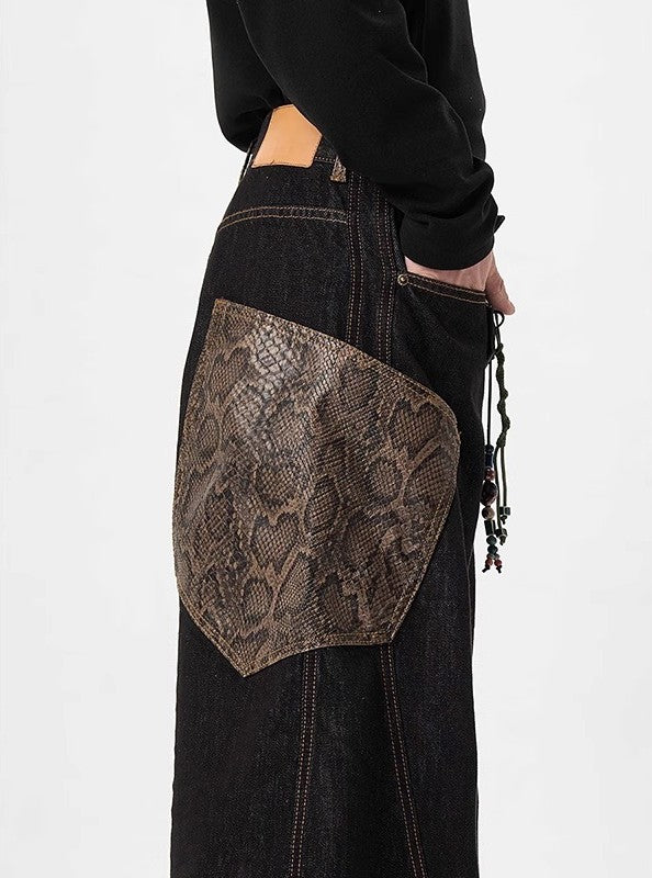 "Number 1 Best Seller" Python Print Stitch Wide Pants TK0158