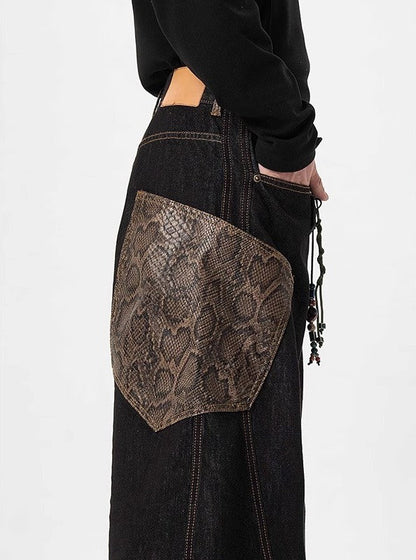 "Number 1 Best Seller" Python Print Stitch Wide Pants TK0158
