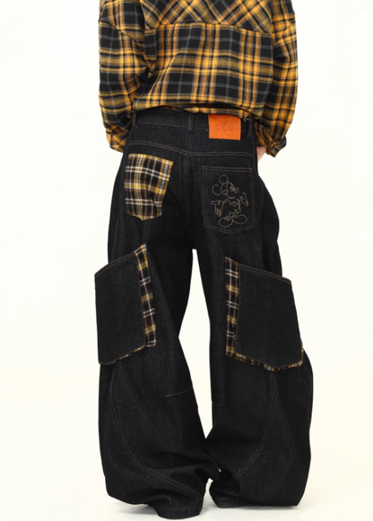 "Big Pocket" Checkered Panel Pants TK0307