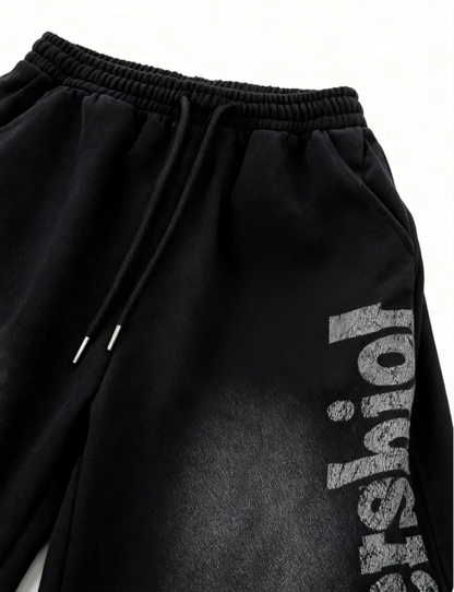 Black Gradient Curved Sweatpants TK0288