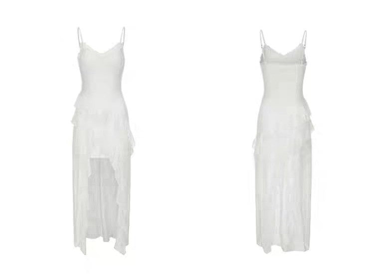 [A stylish one-piece dress with just the right amount of sheerness] Asymmetrical Camisole Dress TK0173