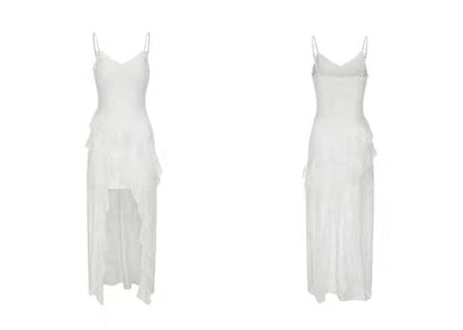 [A stylish one-piece dress with just the right amount of sheerness] Asymmetrical Camisole Dress TK0173