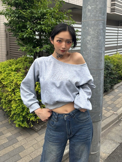 Mist Gray Off-Shoulder Top TK0045