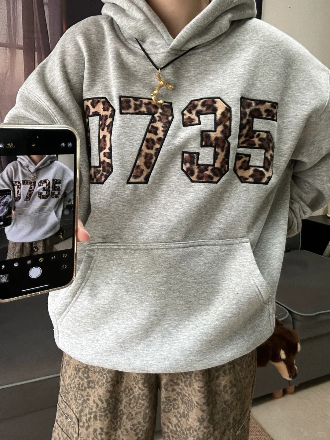 Leopard print hoodie sweatshirt TK0137