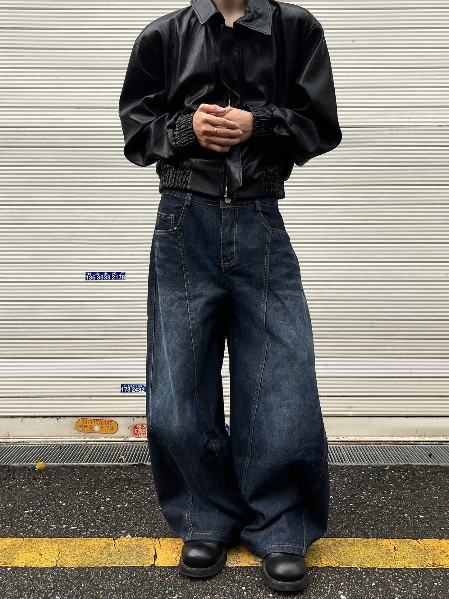 Embroidered Letter Denim Pants TK0241