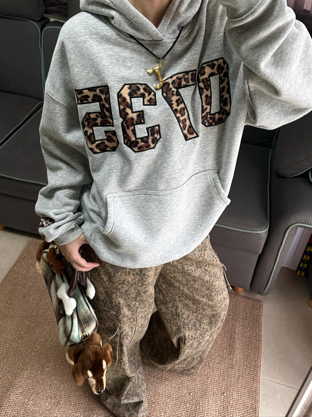 Leopard print hoodie sweatshirt TK0137