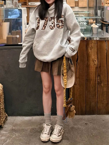Leopard print hoodie sweatshirt TK0137