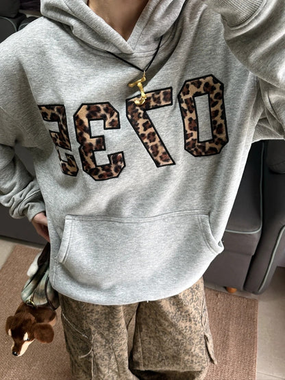 Leopard print hoodie sweatshirt TK0137
