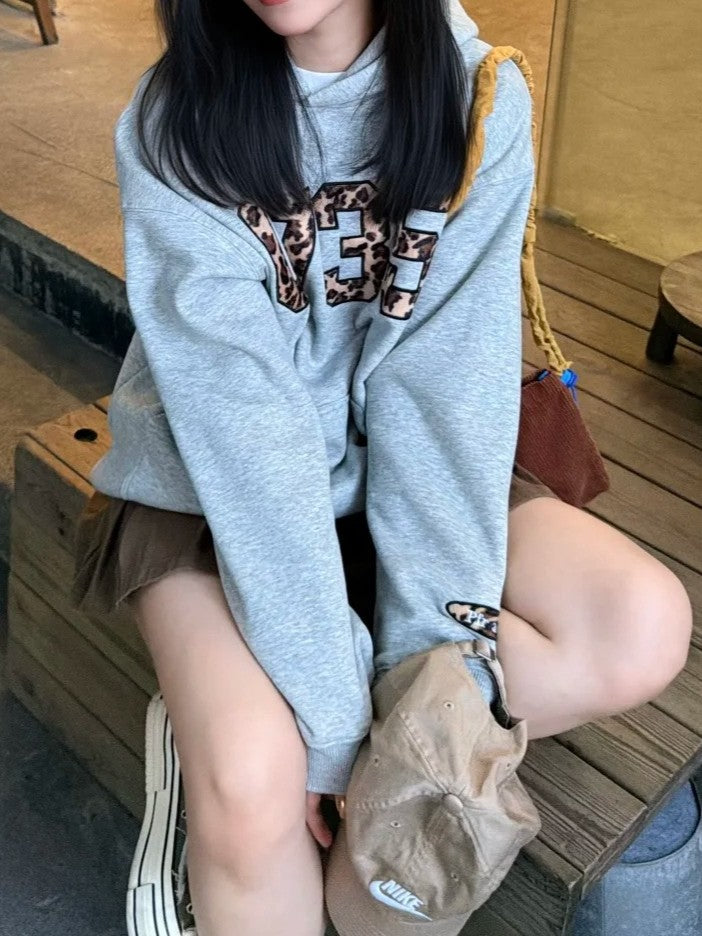 Leopard print hoodie sweatshirt TK0137