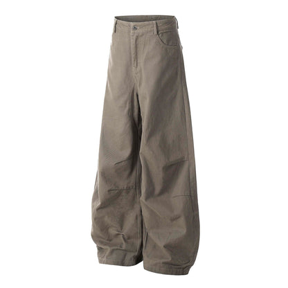 Brown Curved Design Wide Pants TK0214