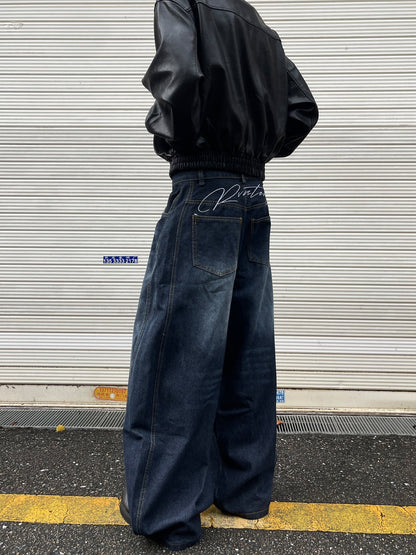 Embroidered Letter Denim Pants TK0241