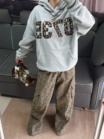 Leopard print hoodie sweatshirt TK0137