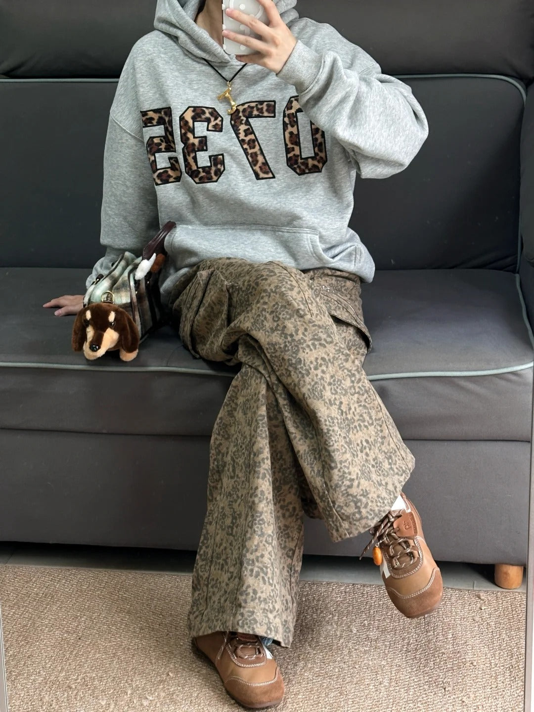 Leopard print hoodie sweatshirt TK0137