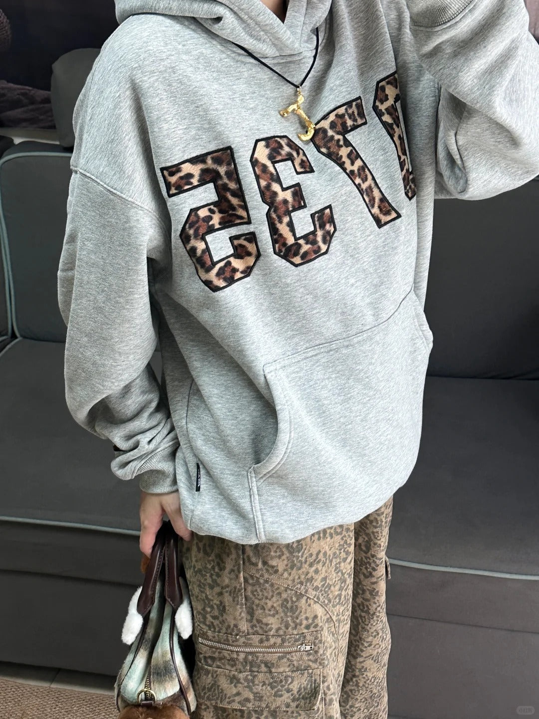 Leopard print hoodie sweatshirt TK0137