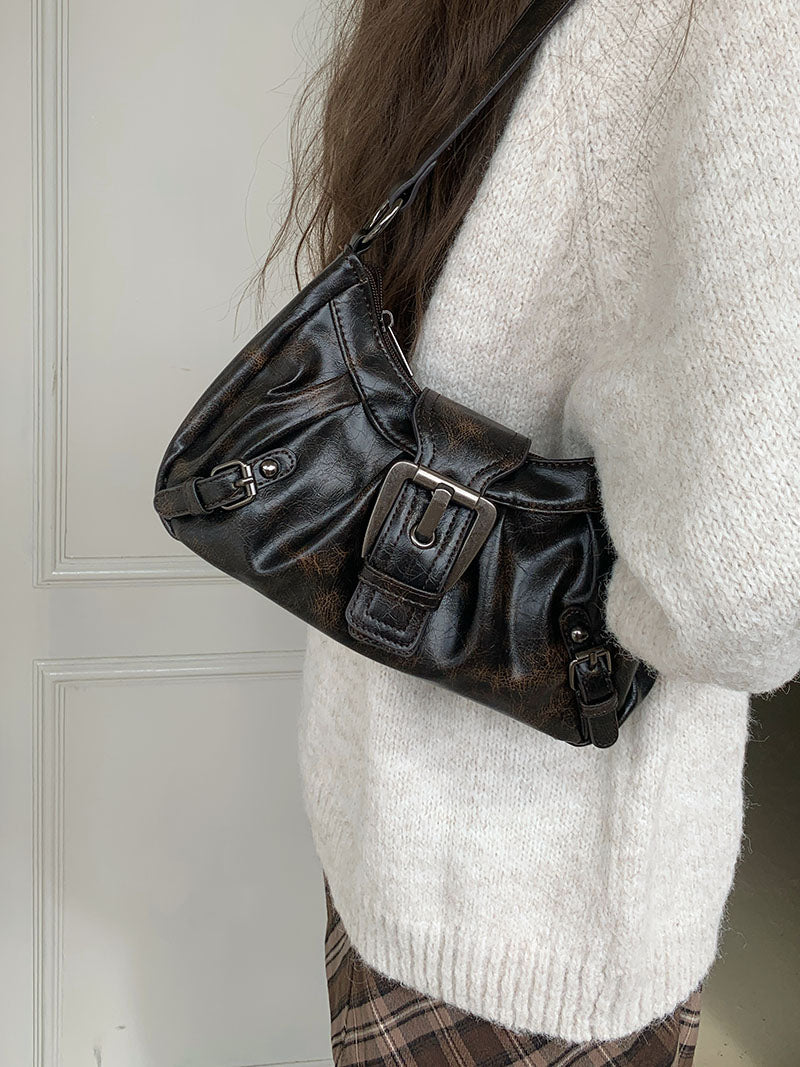Buckle design PU shoulder bag BB022