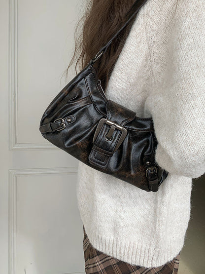 Buckle design PU shoulder bag BB022