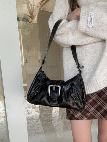 Buckle design PU shoulder bag BB022