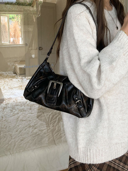 Buckle design PU shoulder bag BB022