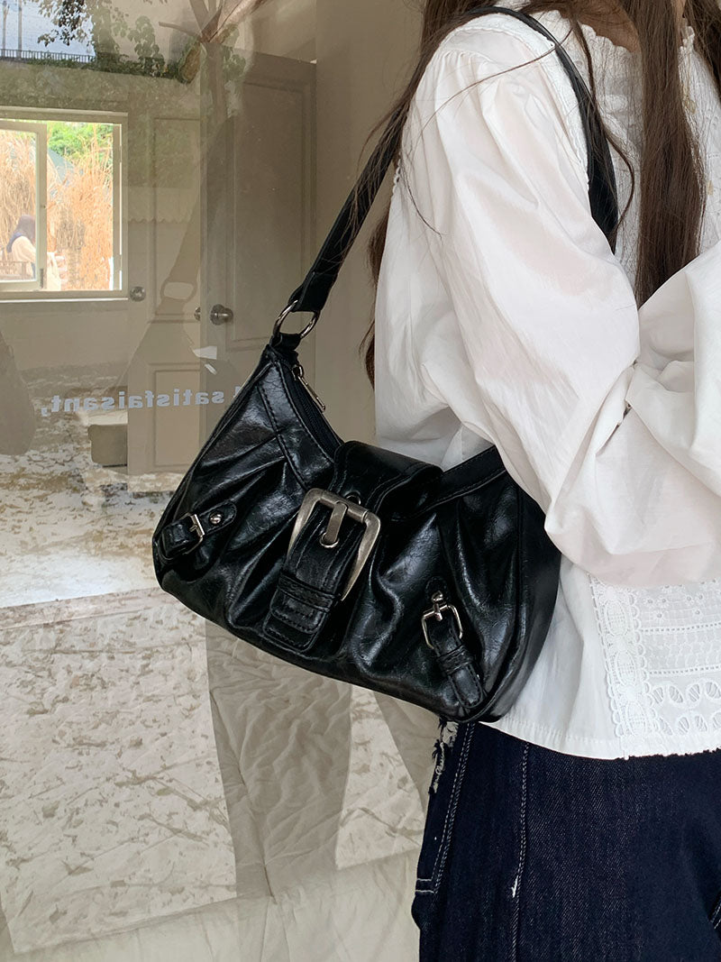 Buckle design PU shoulder bag BB022