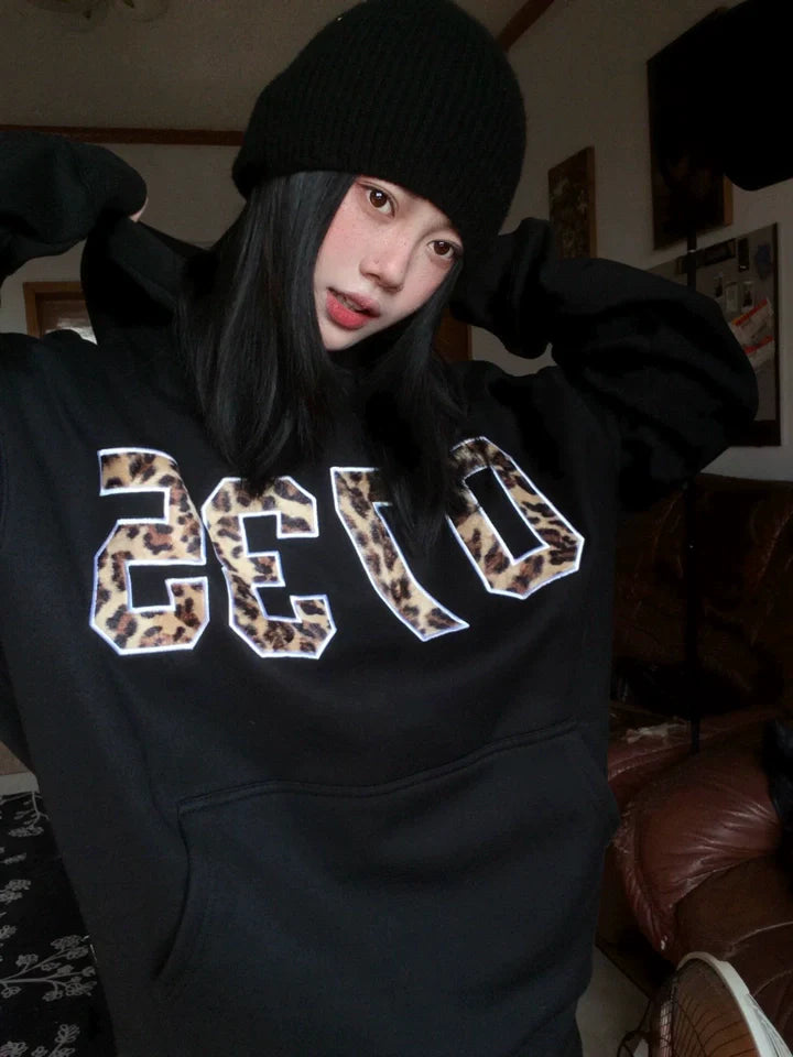 Leopard print hoodie sweatshirt TK0137