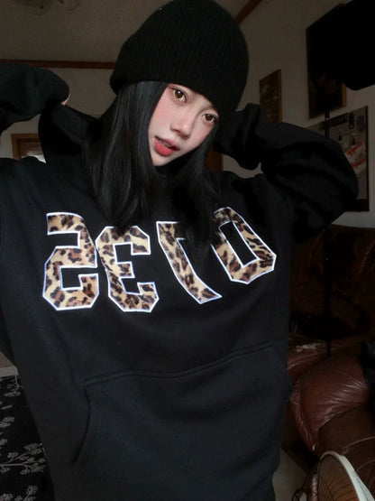 Leopard print hoodie sweatshirt TK0137
