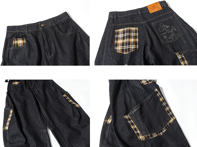 "Big Pocket" Checkered Panel Pants TK0307