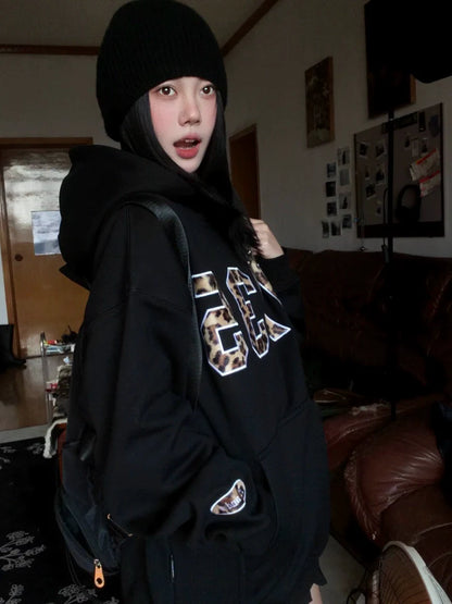 Leopard print hoodie sweatshirt TK0137