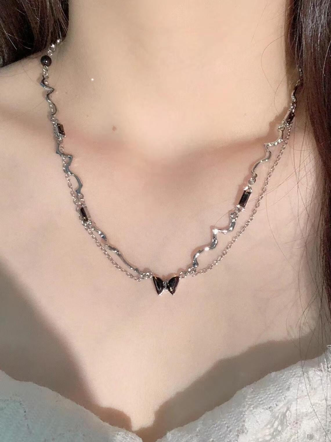 Black Butterfly Tassel Necklace SP0062