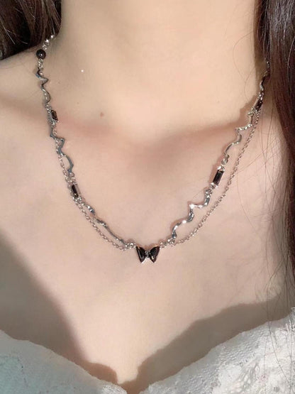 Black Butterfly Tassel Necklace SP0062