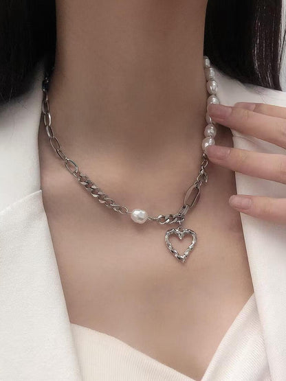 Open Heart Pearl Necklace SP0063