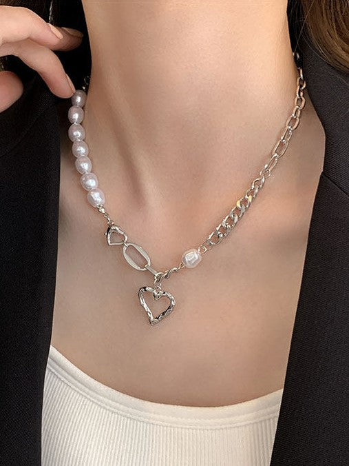 Open Heart Pearl Necklace SP0063