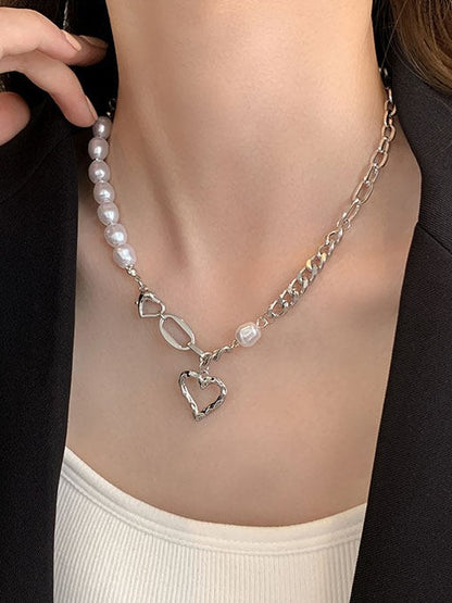 Open Heart Pearl Necklace SP0063