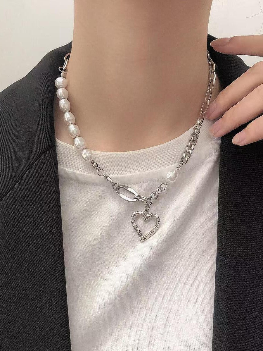 Open Heart Pearl Necklace SP0063