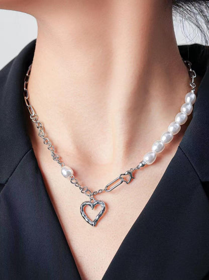 Open Heart Pearl Necklace SP0063