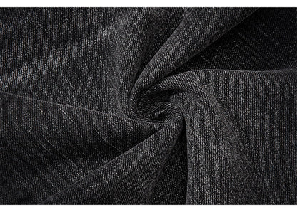 Black semi-wide denim pants TK0001