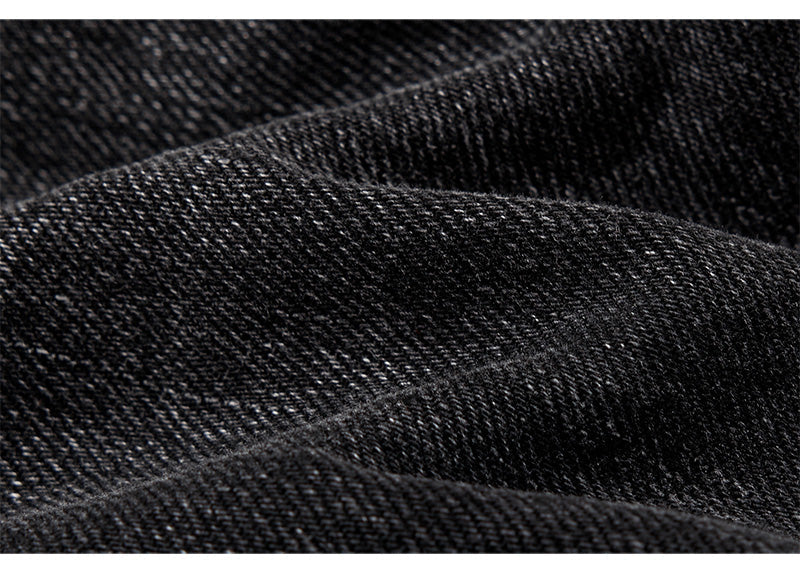 Black semi-wide denim pants TK0001