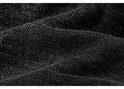 Black semi-wide denim pants TK0001