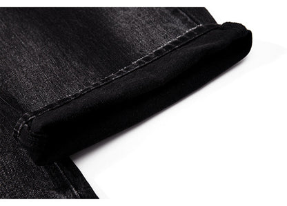 Black semi-wide denim pants TK0001