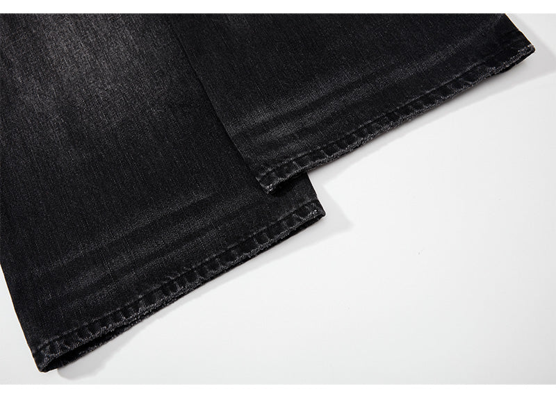 Black semi-wide denim pants TK0001