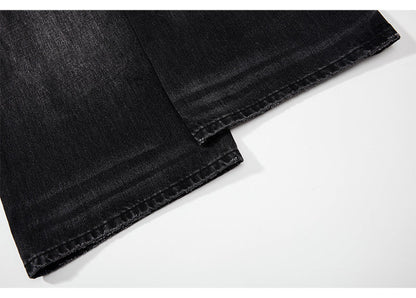 Black semi-wide denim pants TK0001