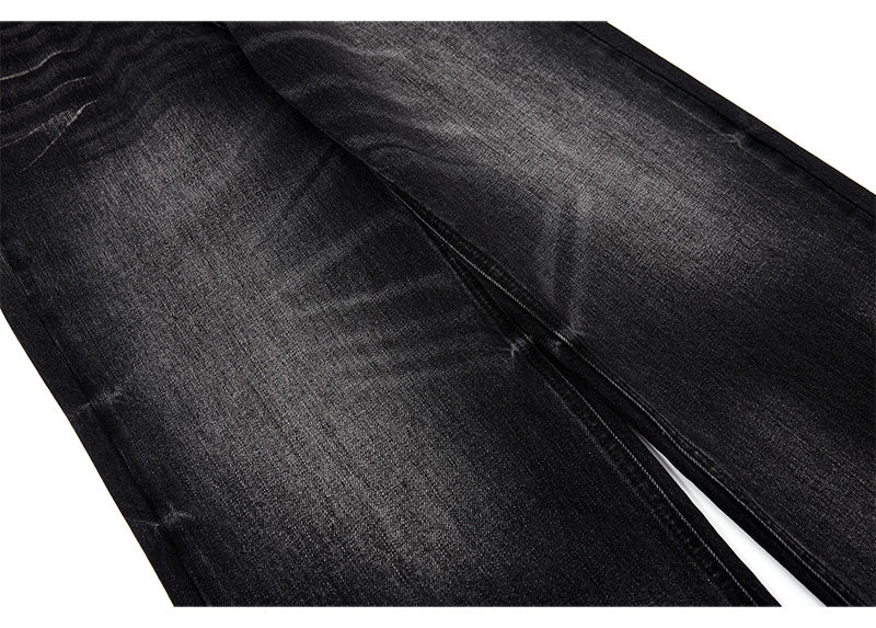 Black semi-wide denim pants TK0001