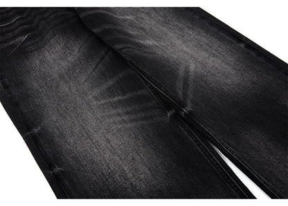 Black semi-wide denim pants TK0001