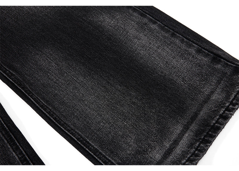 Black semi-wide denim pants TK0001