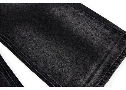 Black semi-wide denim pants TK0001