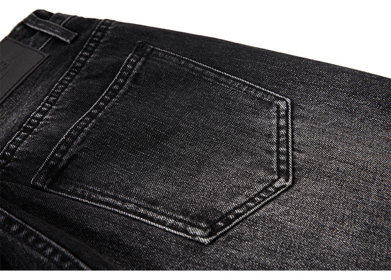 Black semi-wide denim pants TK0001