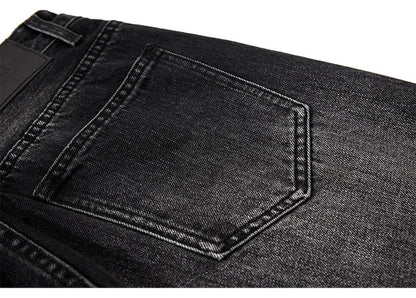 Black semi-wide denim pants TK0001